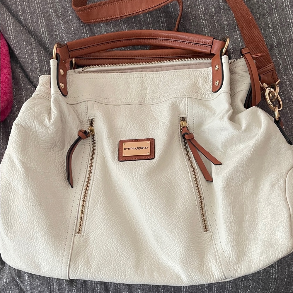 Cynthia Rowley Cream and Tan Shoulder Bag